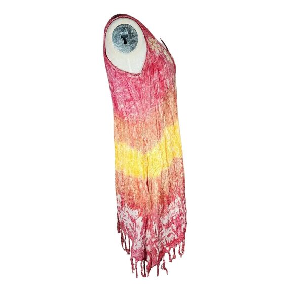 Shoreline Ombre Tie-dyed Dress With Fringe & Embroidery Summer Beachy Boho VGUC - Picture 3 of 6